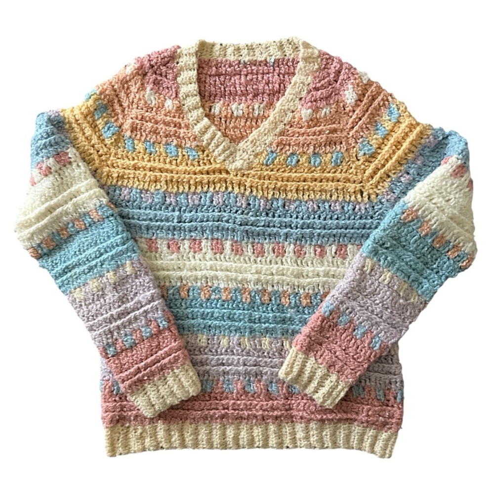 VINTAGE handmade pastel knit sweater size small/medium